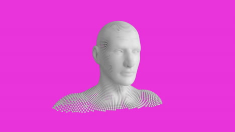 Animation-of-dots-forming-human-representation-against-pink-background