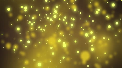 Animation-Von-Gelb-Leuchtenden-Punkten,-Die-Auf-Einen-Gelben-Hintergrund-Fallen