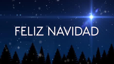 Animation-Des-Textes-„Feliz-Navidad“-über-Dem-Hintergrund-Einer-Winterlandschaft