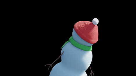 Animation-of-christmas-snow-man-moving-on-black-background