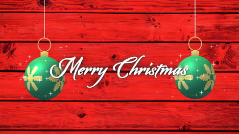 Animation-of-merry-christmas-text-over-and-christmas-baubles-on-red-background