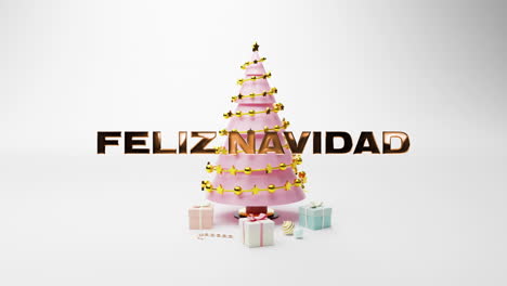 Animation-of-feliz-navidad-text-over-christmas-tree