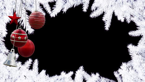 Animation-of-christmas-bauble-decorations-over-fir-tree-branches-background