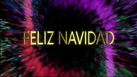 Animation-Des-Textes-„Feliz-Navidad“-über-Leuchtenden-Lichtern-Auf-Schwarzem-Hintergrund