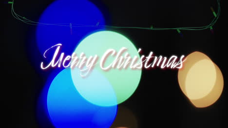 Animation-Von-Frohe-Weihnachten-Text-Und-Lichterketten-Auf-Schwarzem-Hintergrund