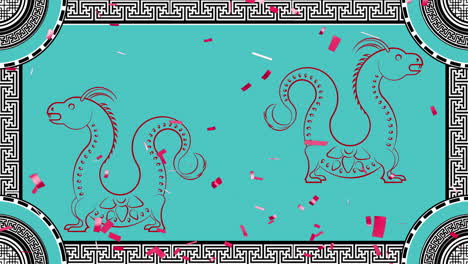 Animation-Von-Drachenzeichen-Und-Chinesischem-Muster-Auf-Blauem-Hintergrund