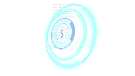 Animation-of-countdown-from-10-to-0-in-loading-circles-and-computer-language-over-white-background