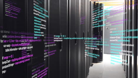 Animation-of-multicolored-computer-programming-language-over-data-server-room