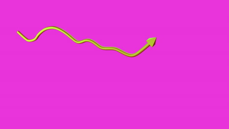 Animation-Eines-Gelben-Pfeils,-Der-Sich-über-Einen-Blauen-Hintergrund-Bewegt