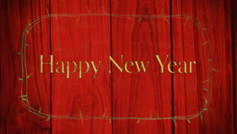 Animation-of-happy-new-year-text-and-fairy-lights-on-wooden-background