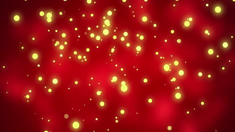 Animation-Von-Lichtpunkten,-Die-Auf-Einen-Roten-Hintergrund-Fallen
