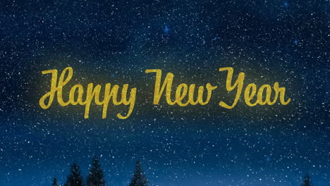 Animation-of-happy-new-year-text-over-glowing-stars-on-blue-background