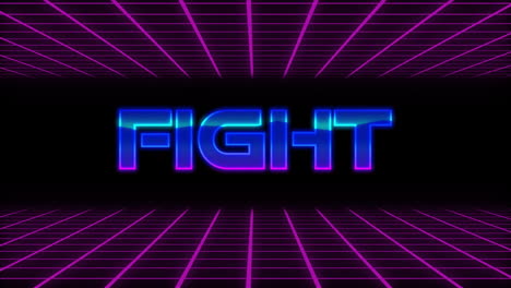 Animation-of-fight-text-between-grid-pattern-against-black-background