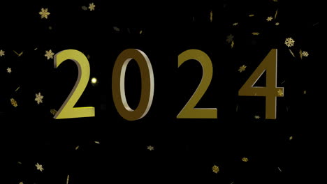 Animation-of-2024-text-and-gold-stars-on-black-background