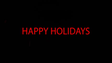 Animation-of-red-happy-holidays-text-over-snow-splashing-on-black-background