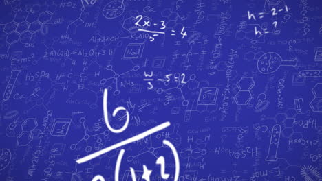 Animation-of-mathematical-equations-over-molecule-structures,-physics-and-chemistry-drawings