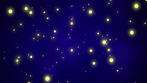 Animation-Von-Lichtpunkten,-Die-Auf-Blauen-Hintergrund-Fallen