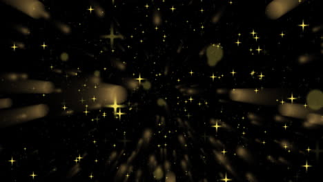 Animation-Von-Sternen-Und-Fallendem-Schnee-Auf-Schwarzem-Hintergrund