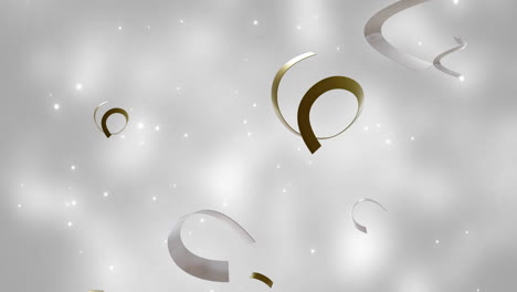 Animation-of-silver-streamers-over-white-background