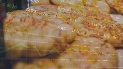 Animation-of-numbers-changing-over-freshly-baked-cookies-in-store