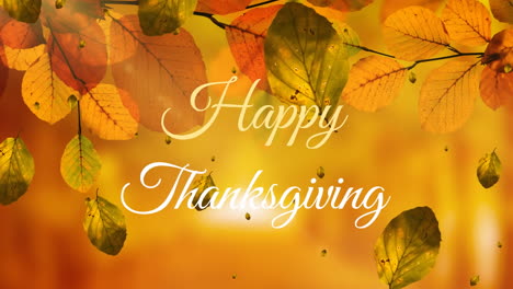 Animation-of-falling-leaves-and-happy-thanksgiving-text-over-leaves-against-abstract-background