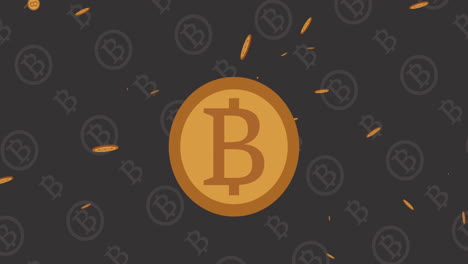 Animation-of-bitcoins-over-pattern-on-black-background