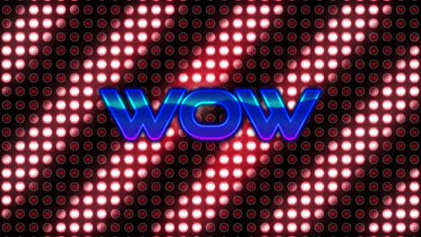 Animation-of-wow-text-with-illuminated-circles-against-abstract-background