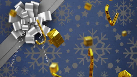 Animation-Von-Zuckerstangen-Und-Geschenken-Weihnachtsdekorationen-Auf-Blauem-Hintergrund