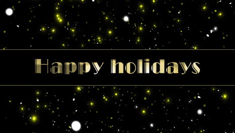 Animation-of-happy-holidays-text-over-snow-falling-on-black-background