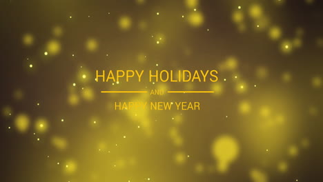 Animation-of-happy-holidays-text-over-spots-of-light-on-yellow-background