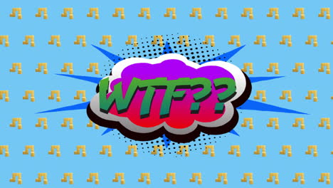 Animation-of-wtf-text-over-retro-vibrant-pattern-background