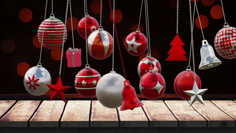 Animation-of-christmas-baubles-decorations-over-black-background