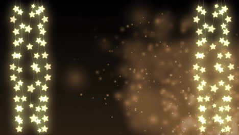 Animation-Von-Hängenden-Sternen-Und-Partikeln-Und-Rauch-Auf-Schwarzem-Hintergrund