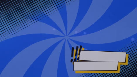 Animation-Von-Balken,-Ausrufezeichen-über-Sonnenstrahlen-Vor-Blauem-Hintergrund
