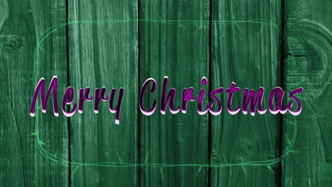Animation-of-merry-christmas-text-with-fairy-lights-on-wooden-background