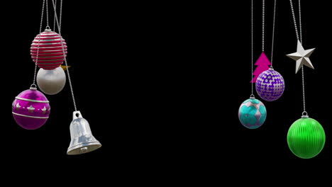Animation-of-christmas-baubles-decorations-on-black-background
