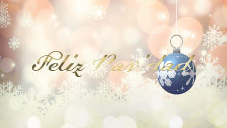 Animation-Des-Textes-„Feliz-Navidad“-Und-Der-Weihnachtskugel-Auf-Weißem-Hintergrund