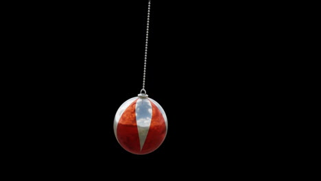 Animation-of-christmas-red-bauble-on-black-background