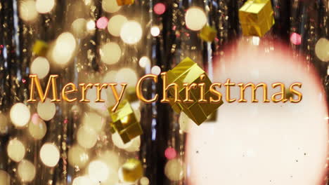 Animation-of-merry-christmas-text-over-christmas-presents-decorations-on-dark-background