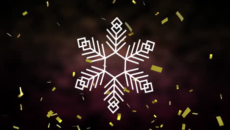 Animation-of-snowflake-christmas-decoration-and-confetti-on-black-background