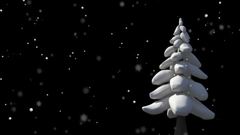 Animation-of-snow-falling-over-christmas-winter-scenery-with-tree-background