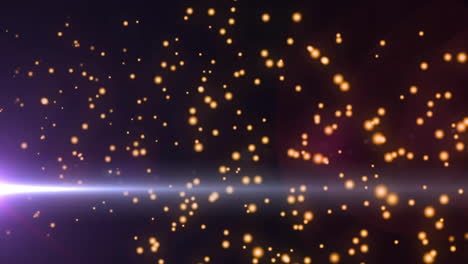 Animation-of-lens-flares-and-moving-particles-against-black-background