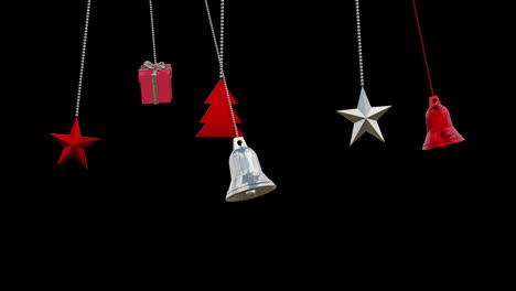 Animation-of-christmas-baubles-decorations-on-black-background