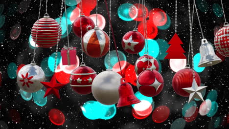 Animation-Von-Weihnachtskugeln-Dekorationen-Auf-Schwarzem-Hintergrund