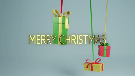 Animation-of-merry-christmas-text-and-christmas-gifts-on-blue-background