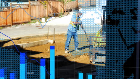 Animation-of-financial-data-processing-over-male-builder-in-construction-site