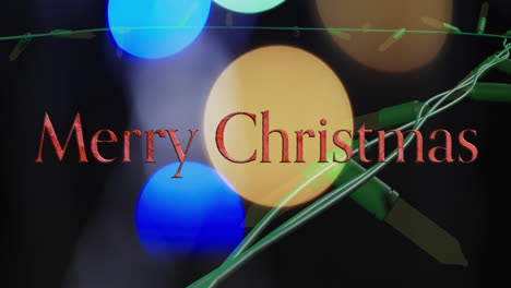 Animation-Von-Frohe-Weihnachten-Text-Und-Lichterketten-Hintergrund