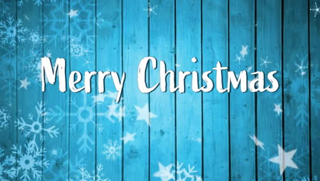 Animation-of-merry-christmas-text-over-snow-falling-on-blue-background