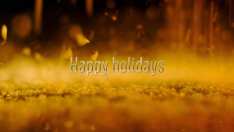 Animation-of-happy-holidays-text-over-orange-particles-falling-in-background