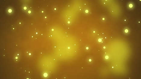 Animation-of-yellow-glowing-spots-falling-on-yellow-background